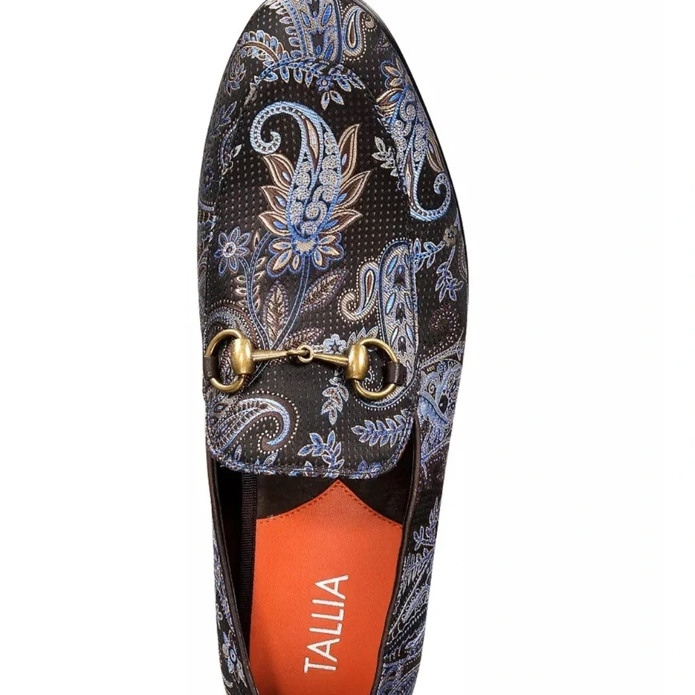Tallia Men's Lorenzo bit paisley Loafers size 10 black dress shoes